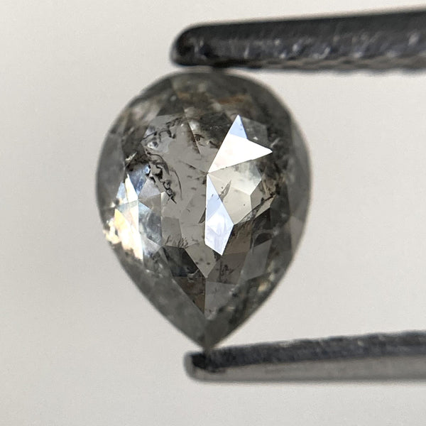 0.69 Ct Pear Shape Salt and Pepper Rose Cut Diamond
