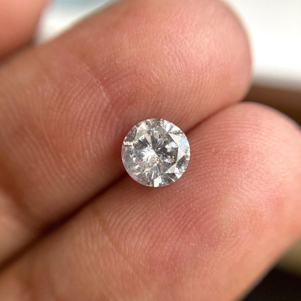0.98 Ct Round Salt and Pepper Diamond: Natural Loose Brilliant Cut