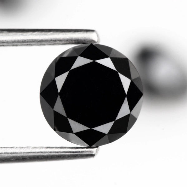 1.00 Ct Jet Black Round Cut Natural Loose Diamond
