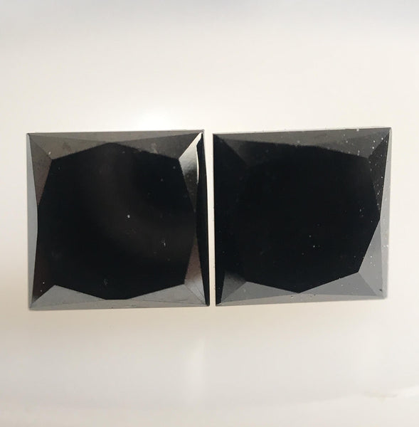 1.93 Ct Princess Cut Black Diamond Pair: Natural Loose Gemstones (4.90 mm)
