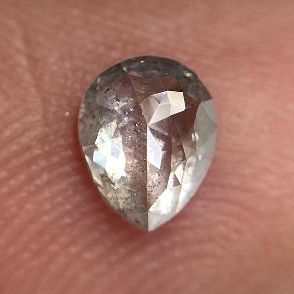 0.55 Ct Pear Rose Cut Salt and Pepper Natural Diamond