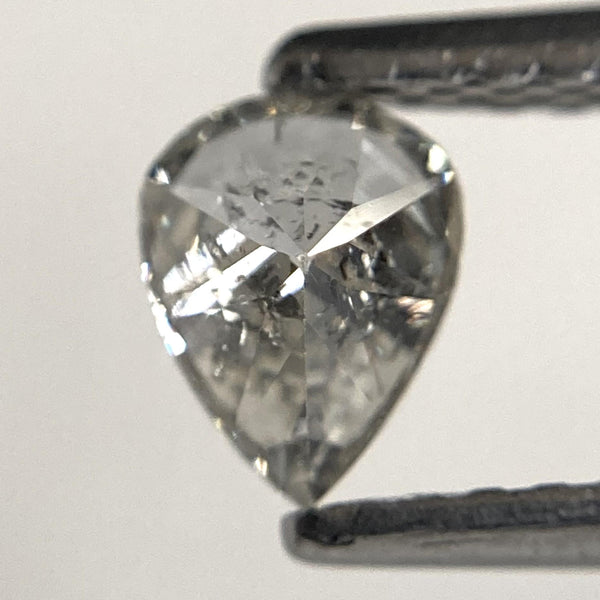 0.40 Ct Pear Rose Cut Salt and Pepper Diamond: Natural Gray & Black Diamond
