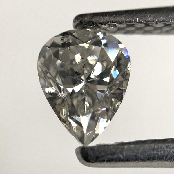 0.40 Ct Pear Rose Cut Salt and Pepper Diamond: Natural Gray & Black Diamond