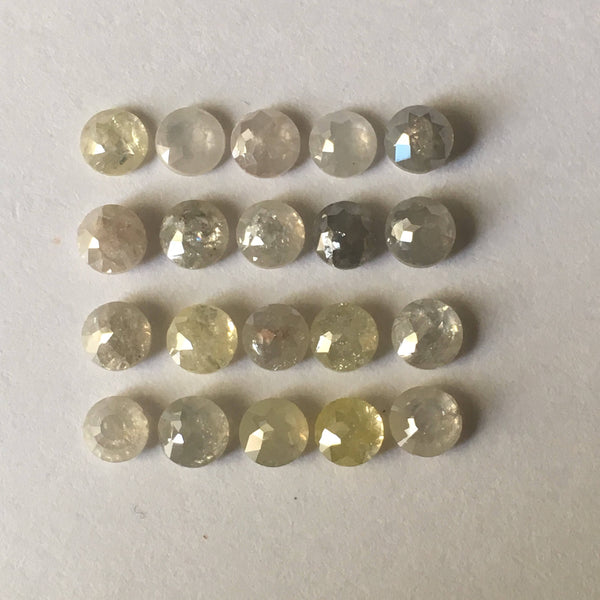 7.61 Ct Natural Rose Cut Light yellow and Gray color round diamond 20 pcs 4.00 mm to 4.30 mm lot, Rose Cut Round shape diamonds AJ09/07