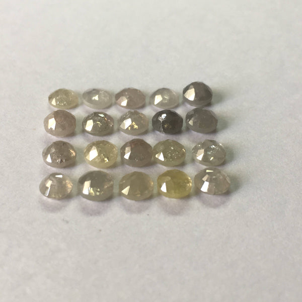 7.61 Ct Natural Rose Cut Light yellow and Gray color round diamond 20 pcs 4.00 mm to 4.30 mm lot, Rose Cut Round shape diamonds AJ09/07
