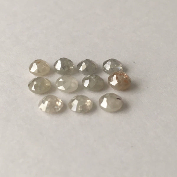 4.92 Ct 4.40 mm to 4.60 mm Natural round Rose cut Silver Gray color 11 Pcs lot, Rose Cut Fancy color Natural Loose diamond AJ09/06