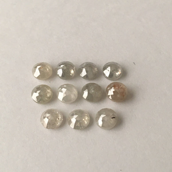 4.92 Ct 4.40 mm to 4.60 mm Natural round Rose cut Silver Gray color 11 Pcs lot, Rose Cut Fancy color Natural Loose diamond AJ09/06