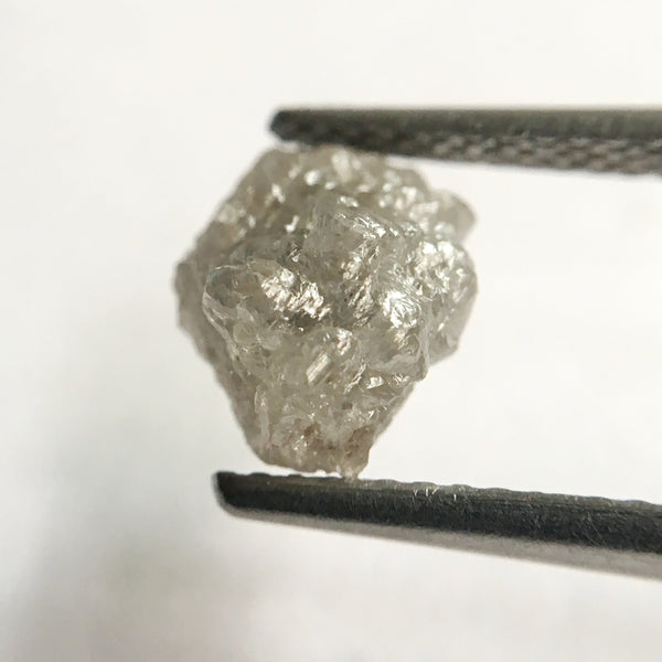 2.02 Ct Natural Uncut Rough Raw Loose Diamond Grey Color 8.31 mm x 7.20 mm, Shining Diamond Crystal Earth Mined Origin South Africa SJ24/22