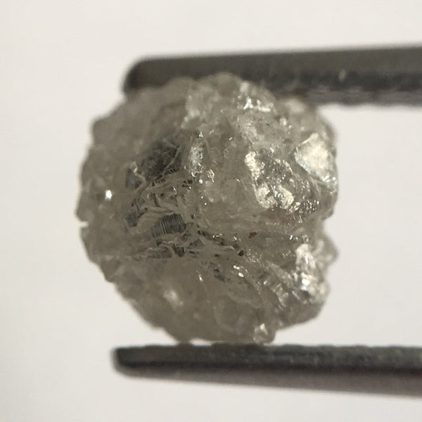 1.66 Ct Natural Raw Rough Uncut Loose Diamond 6.65 mm x 5.50 mm Grey Color, Natural Raw Diamond Crystal Earth Mined Origin Africa SJ24/51