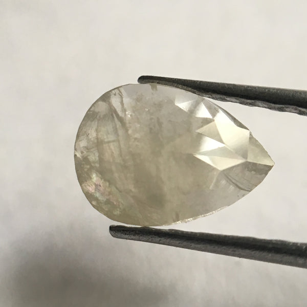 0.69 Ct Pear Shape Fancy Grey Rose Cut Natural Loose Diamond, 7.45 mm x 5.40 mm x 2.00 mm Pear Cut Natural Faceted Loose Diamond SJ27/23