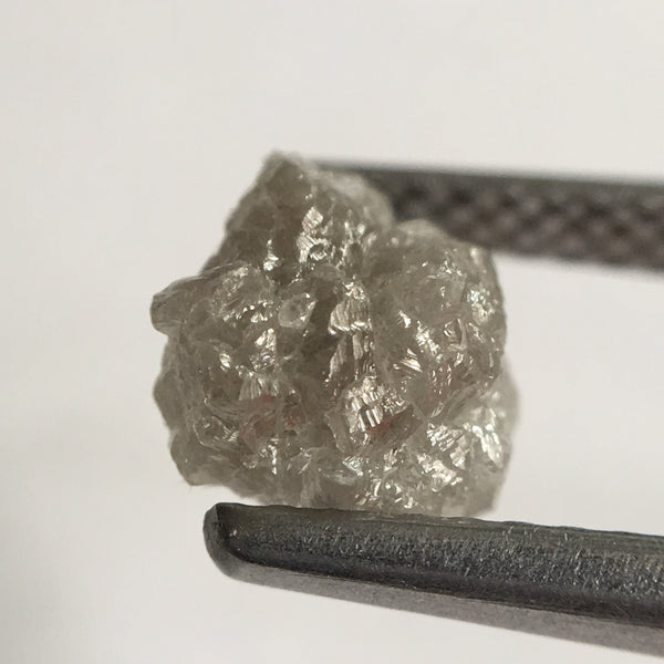1.58 Ct Natural Uncut Rough Raw Loose Diamond 7.20 mm x 6.00 mm, Grey Color Shining Diamond Crystal Earth Mined Origin South Africa SJ24/40