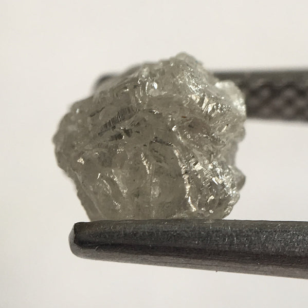 1.66 Ct Natural Raw Rough Uncut Loose Diamond 6.65 mm x 5.50 mm Grey Color, Natural Raw Diamond Crystal Earth Mined Origin Africa SJ24/51