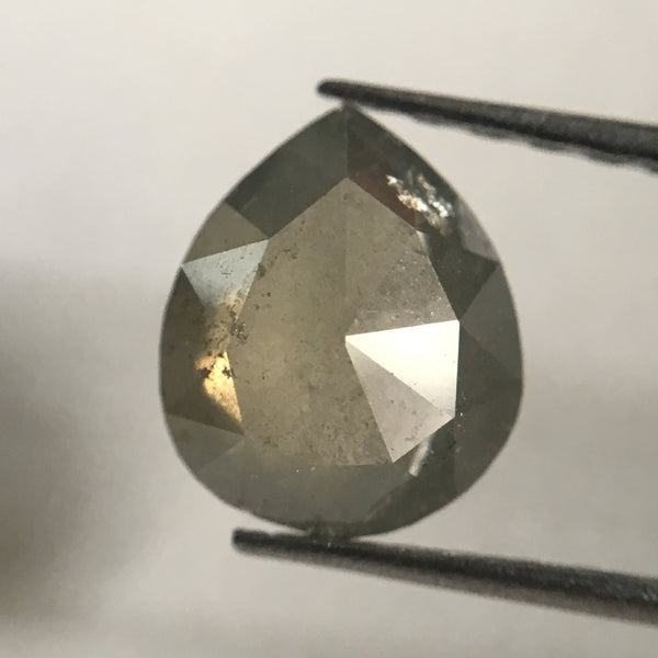 1.13 Ct Fancy Grey Color 8.00 mm X 6.70 mm X 2.90 mm Pear Cut Loose Natural Diamond, Grey Rose Cut Pear Natural Loose Diamond SJ30/41