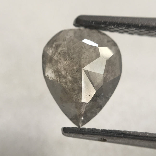 0.85 Ct Fancy Grey Color 8.20 mm X 6.66 mm X 2.10 mm Pear Cut Loose Natural Diamond, Grey Rose Cut Pear Natural Loose Diamond SJ30/43