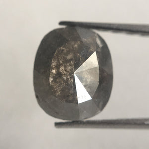 0.99 Carat Oval Cut 6.88 mm X 5.90 mm Fancy Gray Color Natural Loose Diamond, Grey Oval Shape Rose Cut Natural Faceted Loose Diamond SJ30/46