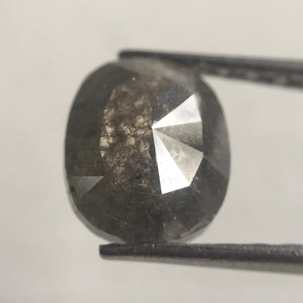 0.99 Carat Oval Cut 6.88 mm X 5.90 mm Fancy Gray Color Natural Loose Diamond, Grey Oval Shape Rose Cut Natural Faceted Loose Diamond SJ30/46