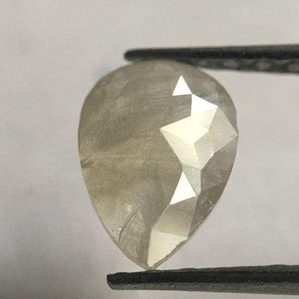 0.69 Ct Pear Shape Fancy Grey Rose Cut Natural Loose Diamond, 7.45 mm x 5.40 mm x 2.00 mm Pear Cut Natural Faceted Loose Diamond SJ27/23