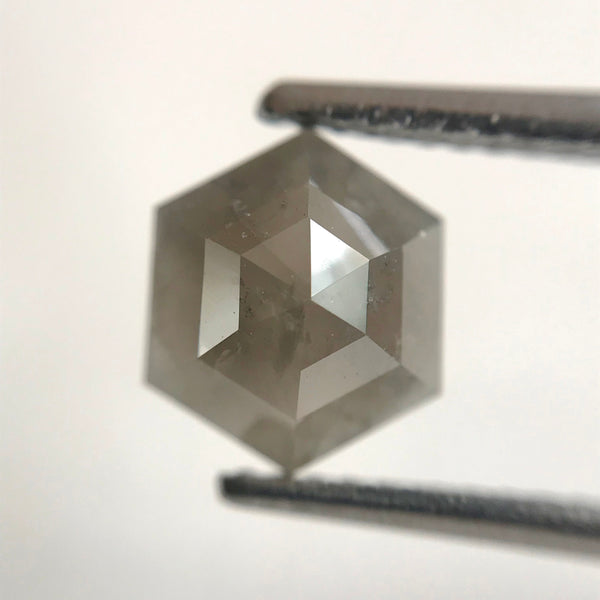 2.50 Carat Hexagon Cut Natural Loose Diamond, 8.00 mm x 6.85 mm x 3.20 mm Natural Hexagon Shape Dark Gray Color Diamond Pair SJ31/11