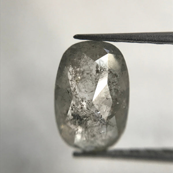 0.68 Ct Rose cut Natural Oval Shape Grey Color Loose Diamond 7.60 mm x 5.15 mm x 1.90 mm Salt and pepper diamond SJ31/25