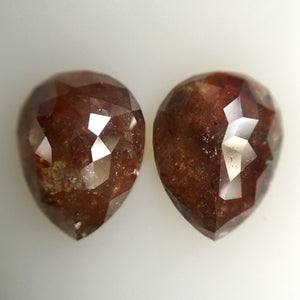 7.14 Ct Pair Of Pear Cut Natural Loose Diamond Reddish Brown Color, 12.64 mm X 9.58 mm  X 4.14 mm Fancy Color Natural Loose Diamond AJ12/47