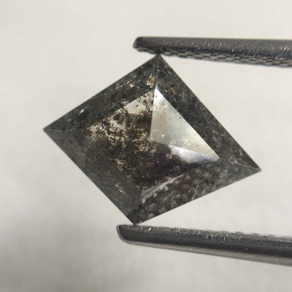 1.51 Ct Salt and Pepper Natural Loose Diamond 11.65 mm X 8.90 mm x 2.90 mm Black Grey Color Kite shape natural diamond SJ30/37