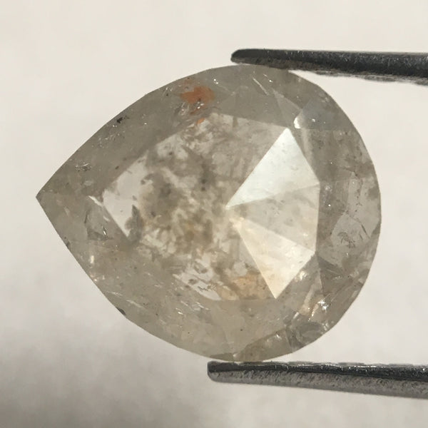 0.78 Ct Grey Color Pear Cut Loose Natural Diamond, 7.60 mm X 6.60 mm X 2.15 mm Grey Rose Cut Pear Natural Loose Diamond SJ30/47