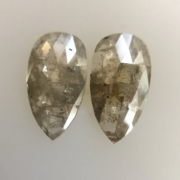 Natural Loose Diamond Pair Of 1.73 Ct Fancy Gray Pear Shape, 10.09 mm X 5.47 mm X 1.56 mm Genuine Polished Rose cut Loose Diamond SJ04/06