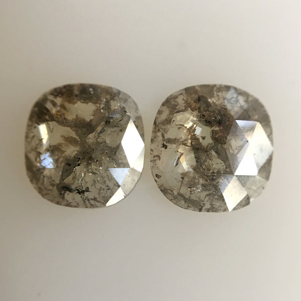 Pair 2.00 Ct Fancy Gray Natural Cushion Shape 7.60 mm X 7.20 mm X 1.70 mm Genuine Polished Rose cut Loose Diamond best for Earrings SJ04/09