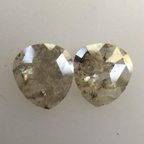 1.43 Ct Pear Shape Grey Slice Rose Cut Diamond, Pair Loose Diamond, 6.87 mm X 6.37 mm X 1.62 mm Natural Faceted Diamond Pair, SJ04/29