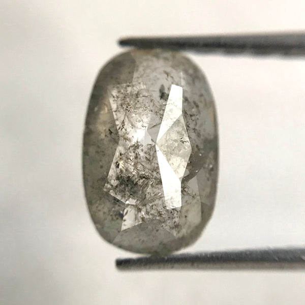 0.68 Ct Rose cut Natural Oval Shape Grey Color Loose Diamond 7.60 mm x 5.15 mm x 1.90 mm Salt and pepper diamond SJ31/25