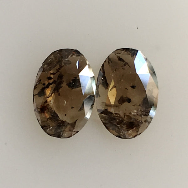 1.82 Ct Natural Brown Color Oval Shape 8.80 mm x 6.15 mm x 1.65 mm Diamond Pair, oval cut natural loose Diamond SJ33/03
