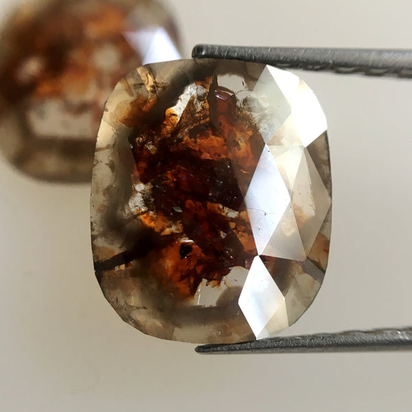Pair 2.61 ct Natural Brownish Transparent Gray Oval Shape Rose cut Diamond 9.60 mm X 8.26 mm X 1.40 mm Beautiful sparkling faceted  SJ01/20