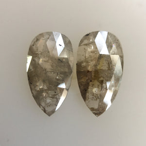 Natural Loose Diamond Pair Of 1.73 Ct Fancy Gray Pear Shape, 10.09 mm X 5.47 mm X 1.56 mm Genuine Polished Rose cut Loose Diamond SJ04/06