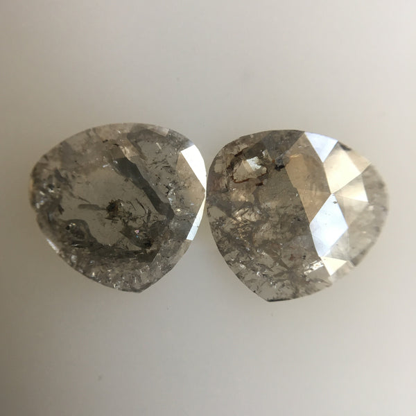 2.31 Ct pair Fancy Gray Natural Pear Shape 8.77 mm X 9.10 mm X 1.30 mm Genuine Polished Rose cut Loose Diamond best for Earrings SJ04/07
