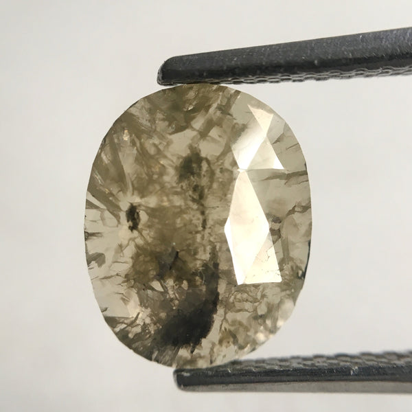 2.89 Ct Oval Shape Rose Cut Slice Natural Loose Natural Diamond Pair, 9.75 mm X 7.89 mm X 1.65 mm Yellowish Gray color Diamond SJ04/30
