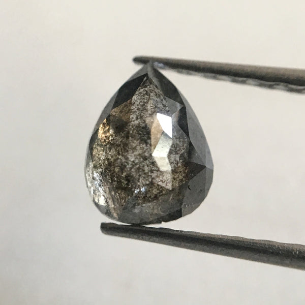 0.78 Ct Pear Cut Loose Natural Diamond Grey Color 6.40 mm X 5.10 mm, Grey Rose Cut Pear Natural Loose Diamond SJ35/12