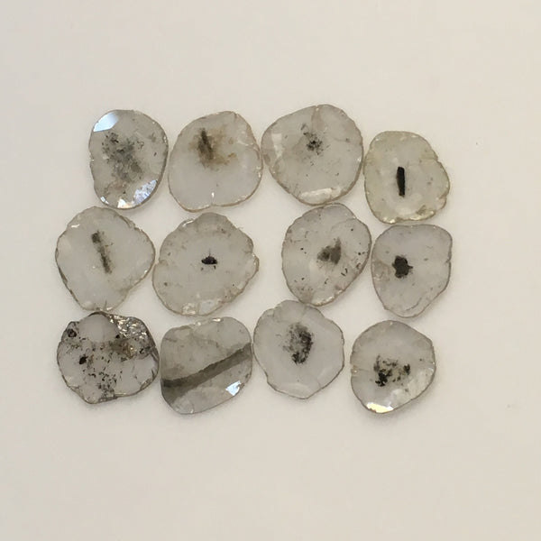 12 Pcs Slice Natural Loose Diamond, Polki Diamond, 2.15 Ct 5.60 mm to 6.50 mm Approx, Grey Color Slice Diamond , Free Shipping SJ37/17