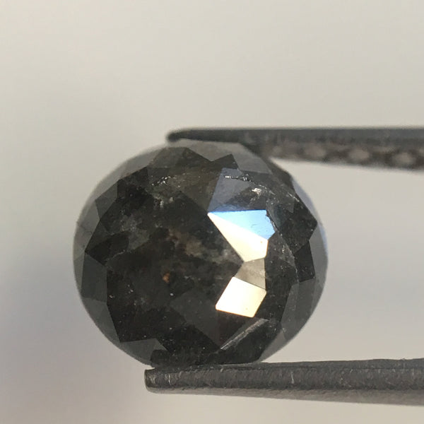 1.05 Ct 6.10 mm X 3.15 mm Natural Black color Salt and Pepper Round Shape Rose Cut Loose Diamond Use For Jewelry SJ06/17