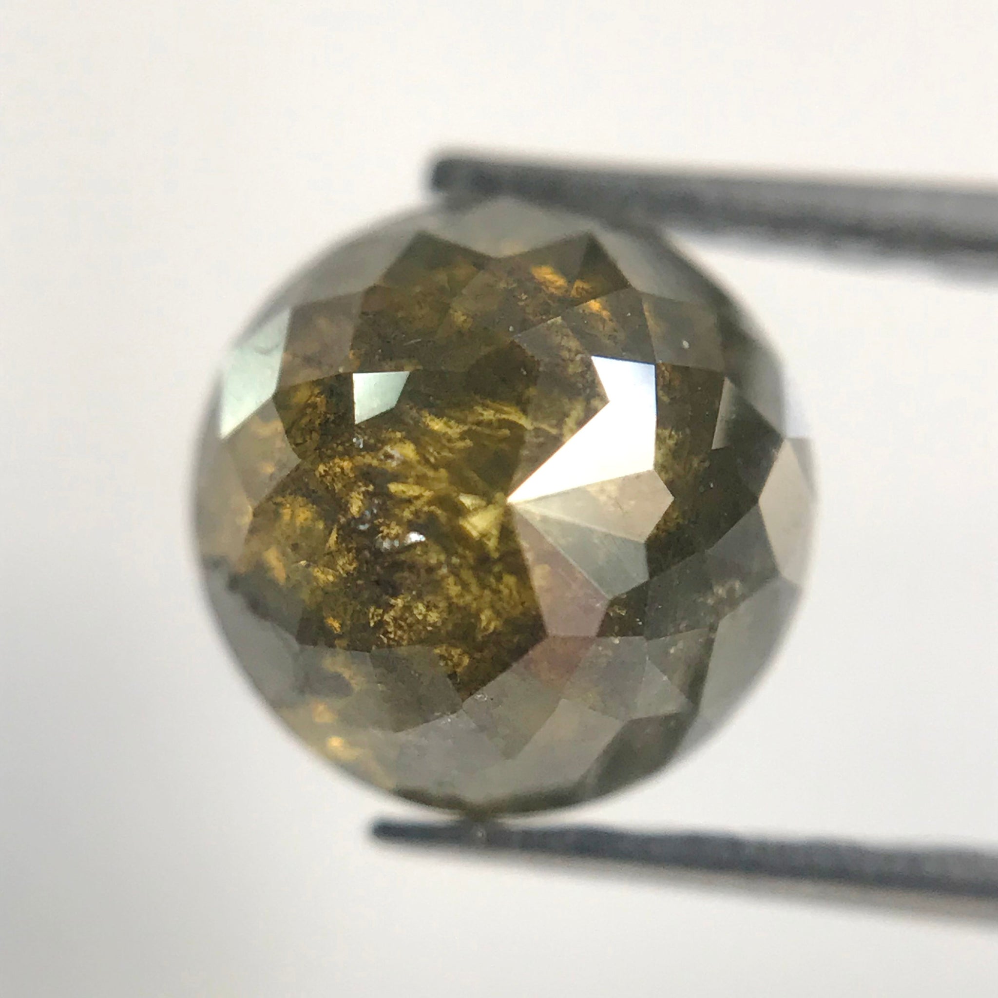 1.13 Ct 5.83 mm X 3.87 mm Natural Loose Diamond Greenish Grey color Salt and Pepper Round Rose Cut Loose Diamond Use for Jewelry SJ06/30