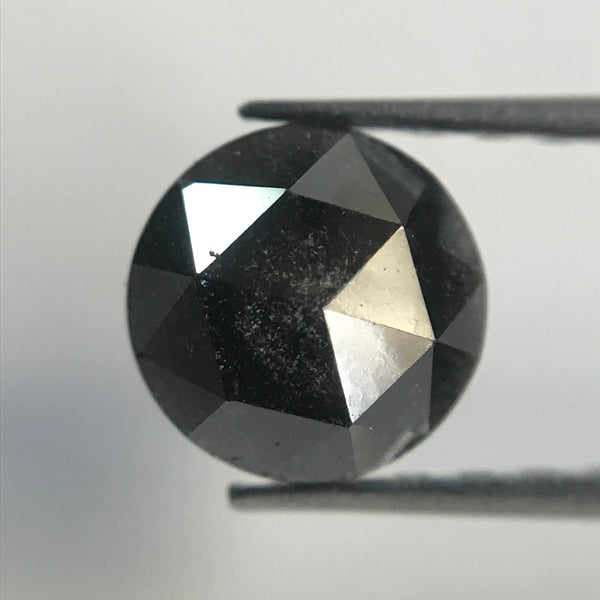1.02 Ct 5.91 mm X 3.07 mm Round Shape Rose Cut Black Natural Loose Diamond, Salt and Pepper Loose Diamond Use For Jewelry SJ06/35