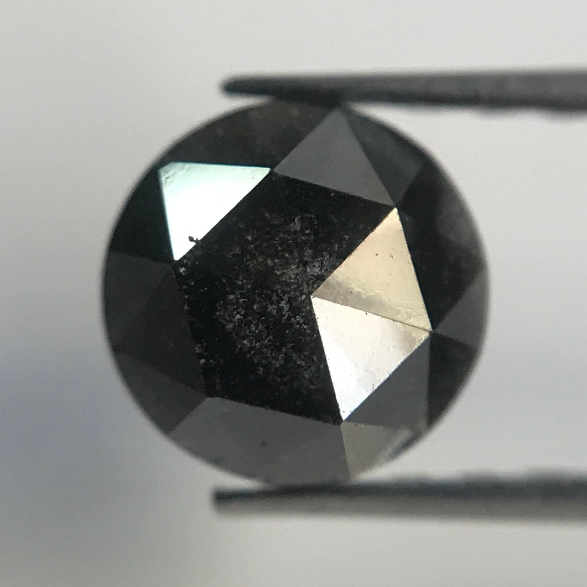 1.02 Ct 5.91 mm X 3.07 mm Round Shape Rose Cut Black Natural Loose Diamond, Salt and Pepper Loose Diamond Use For Jewelry SJ06/35