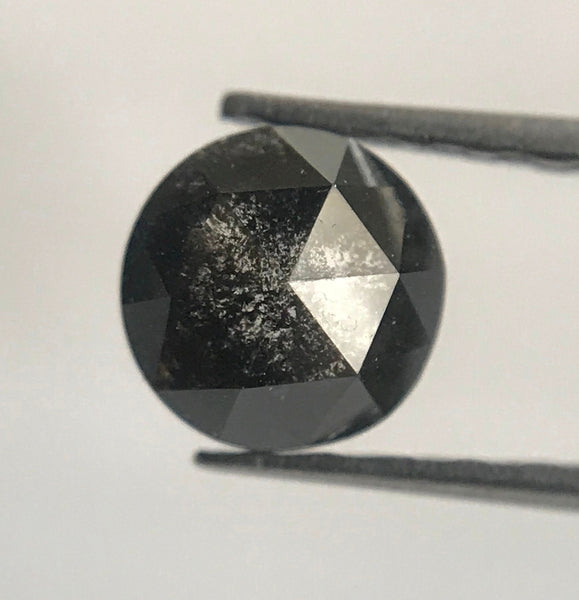 0.54 Ct 5.02 mm X 2.30 mm Natural Light Black color Salt and Pepper Round Shape Rose Cut Loose Diamond Use For Jewelry SJ06/47
