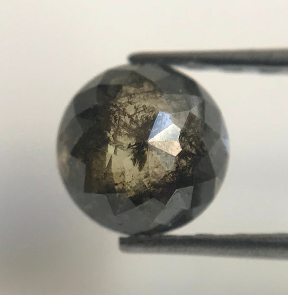 0.81 Ct 5.14 mm X 3.35 mm  Natural Loose Diamond Round Rose Cut Grey Black Color, Round Shape Rose Cut Natural Diamond  SJ06/56