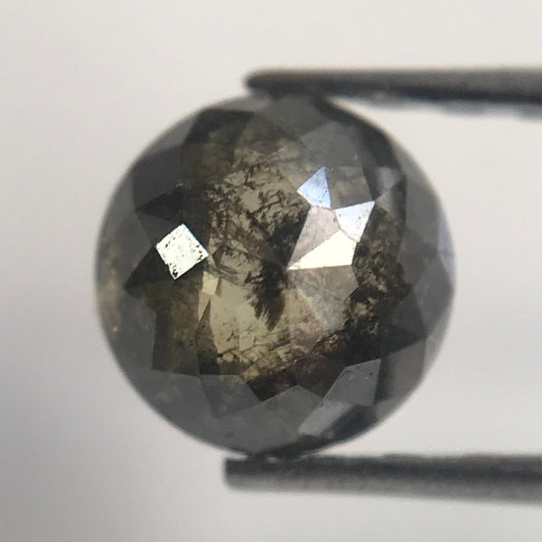 0.81 Ct 5.14 mm X 3.35 mm  Natural Loose Diamond Round Rose Cut Grey Black Color, Round Shape Rose Cut Natural Diamond  SJ06/56