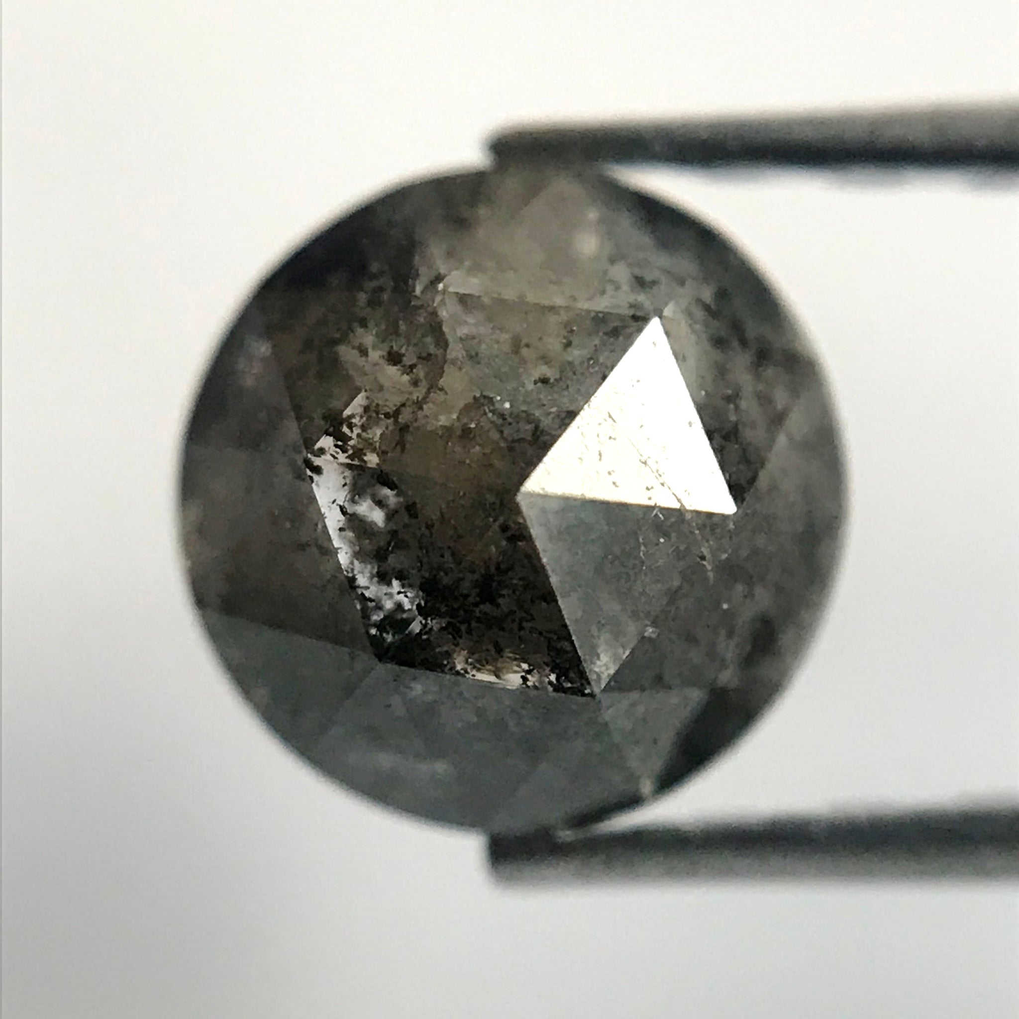 0.87 Ct Natural Loose Diamond Round Rose Cut Black Grey Color 5.46 mm X 3.27 mm Round Shape Rose Cut Natural Diamond  SJ06/57
