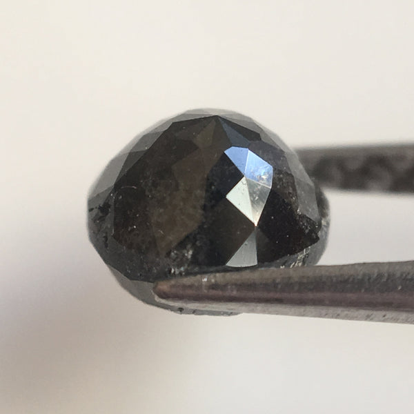 Natural Black Diamond Rose Cut, Black Grey Color Diamond, 0.89 Ct 5.19 mm X 3.64 mm Round, Salt and Pepper Diamond Use For Jewelry  SJ06/68