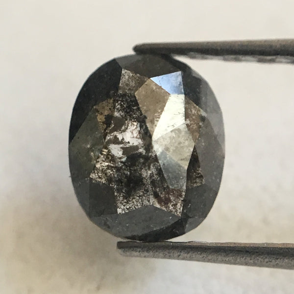 0.57 Ct Oval Cut Fancy Gray Color Natural Loose Diamond, 6.00 mm X 5.00 mm Grey Oval Shape Rose Cut Natural Loose Diamond SJ35/08