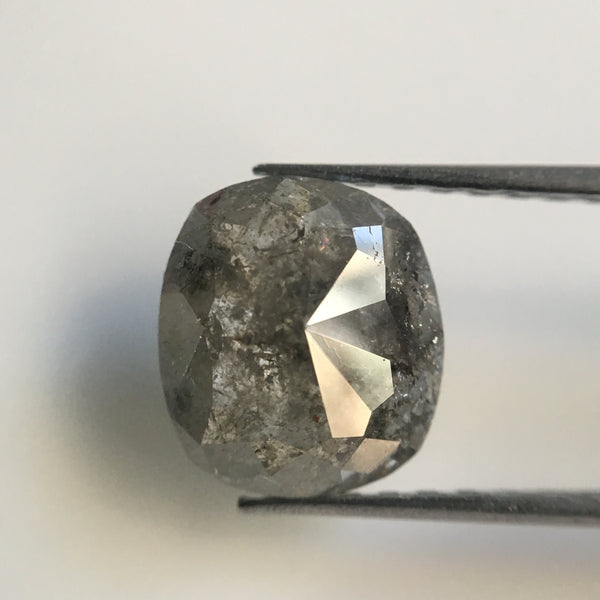 1.90 Carat Oval Cut 8.80 mm X 7.80 mm Fancy Dark Gray Color Natural Loose Diamond, Grey Oval Shape Rose Cut Natural Loose Diamond SJ17/23