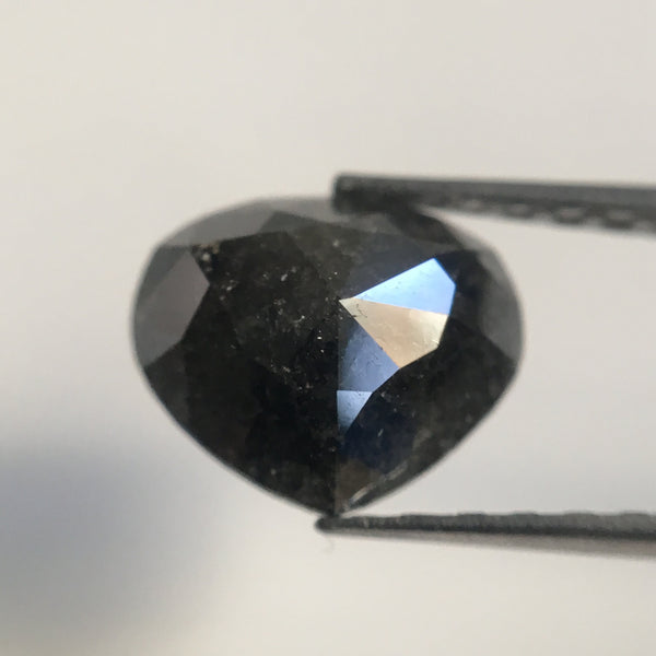 Pair of 2.58 Ct Pear Shape Black Color Rose Cut Loose diamond, 7.35 mm x 8.50 mm Pear cut natural black natural loose diamond SJ18/13