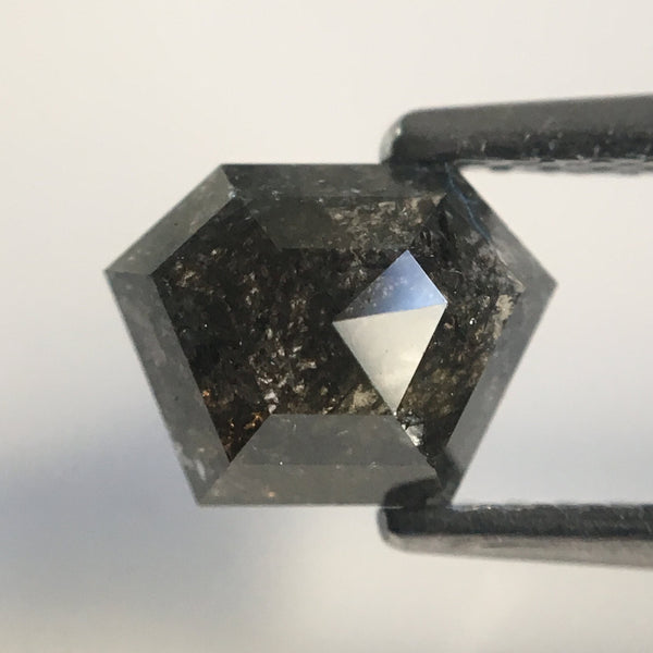 1.08 Ct Natural full Dark Grey Diamond Salt And Pepper Solitaire Diamond, 5.50 mm X 7.25 mm Fancy Geometry Cut Loose Diamond SJ18/15